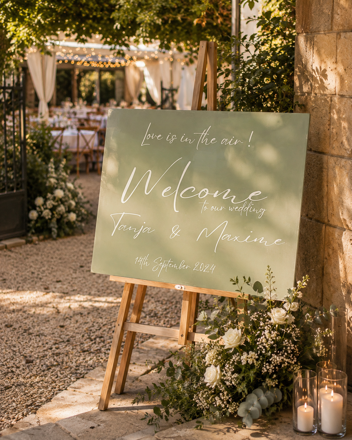 Panneau de bienvenue en plexiglas personnalisé pour un mariage